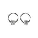 Boucles d'oreilles créoles fermées en acier argenté avec trois cercles pavés de strass. Créoles Pendantes Strass  Adolescent Adulte Femme Fille Indémodable 