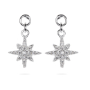 Boucles d'oreilles pendantes au motif d'étoile en argent 925/000 rhodié pavées d'oxydes de zirconium blancs. Etoile Pendantes Strass  Adolescent Adulte Femme Fille Indémodable Nature 