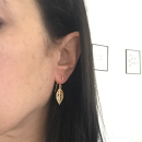 Boucles d'oreilles pendantes au motif de feuilles en plaqué or jaune 18 carats. Feuille Pendantes  Adolescent Adulte Femme Fille Indémodable Nature 