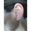 Boucles d'oreilles puces en argent 925/000 rhodié et trois oxydes de zirconium. Puce Rond Strass  Adolescent Adulte Femme Fille Indémodable 