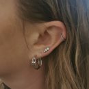 Boucles d'oreilles puces en argent 925/000 rhodié et trois oxydes de zirconium. Puce Rond Strass  Adolescent Adulte Femme Fille Indémodable 
