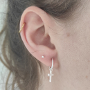 Boucles d'oreilles créoles avec croix en argent 925/000 rhodié. Créoles Croix Pendantes  Adolescent Adulte Femme Fille Indémodable Religion 