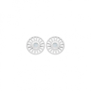 Boucles d'oreilles puces rondes en argent 925/000 rhodié serties clos d'un oxyde de zirconium blanc. Puce Rond Strass  Adolescent Adulte Femme Fille Indémodable 