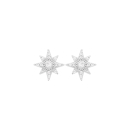 Boucles d'oreilles puces au motif d'étoile en argent 925/000 rhodié pavées d'oxydes de zirconium blancs. Etoile Puce Strass  Adolescent Adulte Femme Fille Indémodable Nature 