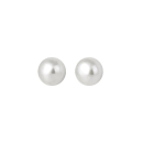 Boucles d'oreilles puces en argent 925/000 rhodié serties d'une perle d'eau douce. Perle Puce Rond  Adolescent Adulte Femme Fille Indémodable 