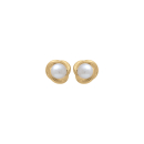 Boucles d'oreilles puces en forme de torsade en plaqué or jaune 18 carats serties d'une perle d'eau. Perle Puce Rond  Adolescent Adulte Femme Fille Indémodable 