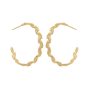 Boucles d'oreilles créoles ouvertes en forme de branche de laurier en plaqué or jaune 18 carats. Créoles Laurier  Adolescent Adulte Femme Fille Indémodable Nature Symboles 