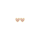 Boucles d'oreilles puces en forme de cœur en plaqué or jaune 18 carats serties de 3 oxydes de zirconium roses. Coeur Puce Strass  Adolescent Adulte Amour Femme Fille Indémodable 