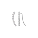 Boucles d'oreilles chemin d'oreille en argent 925/000 rhodié pavées d'oxydes de zirconium blancs. Pendantes Rond Strass  Adolescent Adulte Femme Fille Indémodable 
