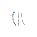 Boucles d'oreilles pendantes chemin d'oreille en argent 925/000 rhodié serties d'oxydes de zirconium multicolores. Rond Strass  Adolescent Adulte Femme Fille Indémodable 