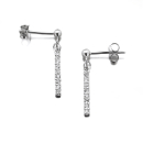 Boucles d'oreilles pendantes avec une barrette en argent 925/000 rhodié pavées d'oxydes de zirconium blancs. Pendantes Strass  Adolescent Adulte Femme Fille Indémodable 