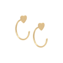 Boucles d'oreilles créoles ouvertes avec un cœur en plaqué or jaune 18 carats. Coeur Créoles Pendantes  Adolescent Adulte Amour Femme Fille Indémodable 