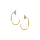 Boucles d'oreilles créoles ouvertes avec un croissant de lune en plaqué or jaune 18 carats. Créoles Lune Pendantes  Adolescent Adulte Femme Fille Indémodable Nature 