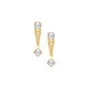 Boucles d'oreilles pendantes en plaqué or jaune 18 carats serties de deux oxydes de zirconium blancs. Pendantes Rond Strass  Adolescent Adulte Femme Fille Indémodable 