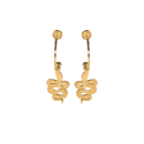 Boucles d'oreilles créoles ouvertes avec pendant en forme de serpent en acier doré. Créoles Pendantes Serpent  Adolescent Adulte Animaux Femme Fille Indémodable 