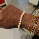 Bracelet en plaqué-or.<br/>Perles d'imitation de Majorque. Boule Perle  Adulte Femme Indémodable Mariage 