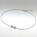 Chaîne de cheville Infini en argent 925/000 rhodié et oxyde de zirconium. Cheville Infini  Adolescent Adulte Femme Fille Indémodable Symboles 