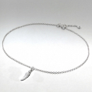 Chaîne de cheville Plume en argent 925/000 rhodié. Cheville Plume  Adolescent Adulte Femme Fille Indémodable 