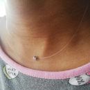 Collier en argent 925/000 rhodié, oxyde de zirconium et fil nylon. Carré  Adolescent Adulte Femme Fille Indémodable 