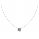Collier en fil nylon avec fermoir en argent 925 rhodié et tenant un oxyde de zirconium blanc de forme ronde. Carré Solitaire  Adolescent Adulte Femme Fille Indémodable 