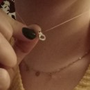 Collier cœur en argent 925/000 rhodié, fil de nylon et oxyde de zirconium. Coeur  Adolescent Adulte Amour Femme Fille Indémodable 