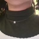 Collier étoile en argent 925/000 rhodié, fil en nylon et oxydes de zirconium. Etoile  Adulte Femme Indémodable 