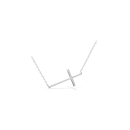 Collier Croix lisse en argent 925/000 rhodié. Croix  Adolescent Adulte Femme Fille Indémodable Religion Symboles 