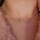 Collier Croix lisse en argent 925/000 rhodié. Croix  Adolescent Adulte Femme Fille Indémodable Religion Symboles 