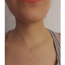 Collier fil nylon avec fermoir en argent 925/000 et pendentif goutte en argent 925/000 rhodié serti d'oxydes de zirconium blancs. Goutte  Adulte Femme Indémodable 