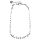 Bracelet chaîne de cheville en acier argenté avec des perles cylindriques composant le mot AMOUR.<br/>Fermoir mousqueton avec 3 cm de rallonge. Perle Rond  Adolescent Adulte Femme Fille Indémodable Message 