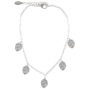 Bracelet chaîne de cheville avec pampilles en forme de feuille philodendron en acier argenté.<br/>Fermoir mousqueton avec 3 cm de rallonge. Cheville Feuille  Adolescent Adulte Femme Fille Indémodable Nature 