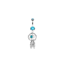 Piercing banane en acier chirurgical 316L et verre. Attrape-rêve Turquoise  Adolescent Adulte Femme Fille Indémodable Symboles 