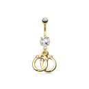 Piercing banane menottes en acier chirurgical 316L recouvert d'or 14K et oxyde de zirconium. Menottes  Adolescent Adulte Femme Fille Indémodable Symboles 