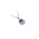 Pendentif en argent 925/000 rhodié, oxyde de zirconium et verre. Ovale  Adulte Femme Indémodable 