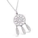 Pendentif Attrape-rêve en argent 925/000 rhodié. Attrape-rêve Rond  Adolescent Adulte Femme Fille Indémodable Symboles 