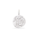 Pendentif signe du zodiaque Vierge en argent 925/000 rhodié. Rond Vierge Zodiaque  Adolescent Adulte Astrologie Enfant Femme Fille Garçon Homme Indémodable Mixte 