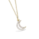 Pendentif croissant de lune ajouré en plaqué or 18 carats serti d'oxydes de zirconium blancs. Lune Strass Adolescent Adulte Femme Fille Indémodable Nature