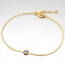 Bracelet en plaqué or 18 carats serti d'un oxyde de zirconium blanc. Carré  Adolescent Adulte Femme Fille Indémodable 