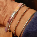 Bracelet élastique boules en plaqué or rose 18 carats. Elastique Perle  Adolescent Adulte Femme Fille Indémodable 