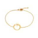 Bracelet avec perle blanche prise dans cercle en plaqué or. Cercle Perle  Adolescent Adulte Femme Fille Indémodable 