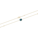 Bracelet médaille avec motif ancre en plaqué or, un oxyde de zirconium et émail.<br/>Fermoir anneau ressort avec anneaux de rappel à 15.5 cm et 17.5 cm. Ancre Rond  Adolescent Adulte Femme Fille Indémodable 