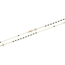 Bracelet avec croix pendante en plaqué or 18 carats et perles de couleur noire.<br/>Fermoir anneau ressort avec rallonge 3 cm. Croix Perle  Adolescent Adulte Femme Fille Indémodable Religion Symboles 