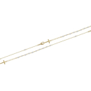 Bracelet avec croix pendante en plaqué or 18 carats et perles de couleur blanche.<br/>Fermoir anneau ressort avec rallonge 3 cm. Croix Perle  Adolescent Adulte Femme Fille Indémodable Religion Symboles 