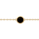 Bracelet composé d'une chaîne en plaqué or jaune 18 carats et d'un cabochon (pierre polie) de couleur noire.<br/>Fermoir anneau ressort avec anneau de rappel à 15 et 17 cm. Rond  Adolescent Adulte Femme Fille Indémodable 