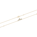 Bracelet composé d'une chaîne en plaqué or jaune 18 carats et du mot love pavé d'oxydes de zirconium blancs.<br/>Fermoir anneau ressort avec anneaux de rappel à 15 et 17 cm. Love Strass  Adolescent Adulte Amour Femme Fille Indémodable Message 