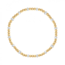 Bracelet élastique composé de perles en plaqué or jaune 18 carats et perles d'eau douce. Elastique Perle  Adolescent Adulte Femme Fille Indémodable 