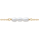 Bracelet composé d'une chaîne en plaqué or jaune 18 carats et de perles d'eau douce.<br/>Fermoir anneau ressort avec anneaux de rappel à 15 et 17 cm. Perle  Adolescent Adulte Femme Fille Indémodable 