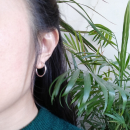 Boucles d'oreilles créoles en argent 925/000 rhodié. Créoles Rond  Adolescent Adulte Femme Fille Indémodable 