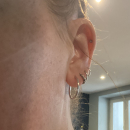 Boucles d'oreilles créoles en argent 925/000 rhodié. Créoles Rond  Adolescent Adulte Femme Fille Indémodable 