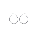 Boucles d'oreilles créoles en argent 925/000 rhodié. Créoles Rond  Adolescent Adulte Femme Fille Indémodable 